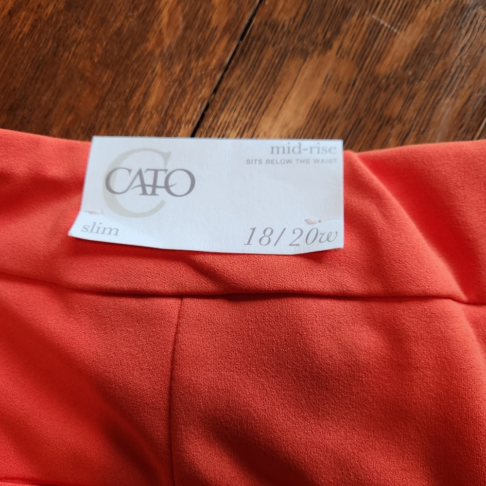 NWT Cato Plus Size 18/20W Mid-Rise Slim Ankle Pants Tiger Lily Orange Coral - Picture 10 of 10